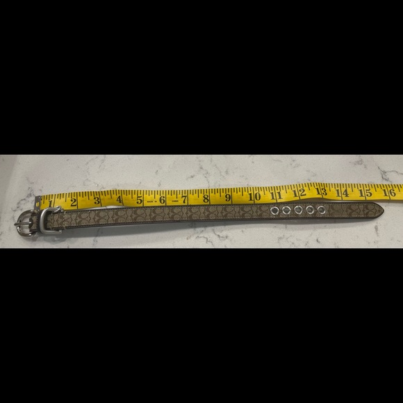 Coach dog collar 16x3/8in brown on leather. Used, briefly. Washed/sanitized. - Picture 3 of 6